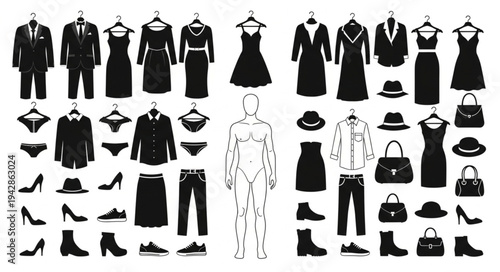Fashion Apparel Silhouettes Collection.