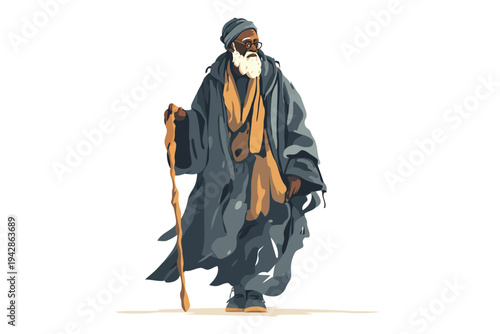 black man as a wizard isolated