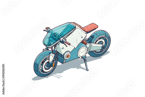 futuristic motorbike isometric set collection isolated