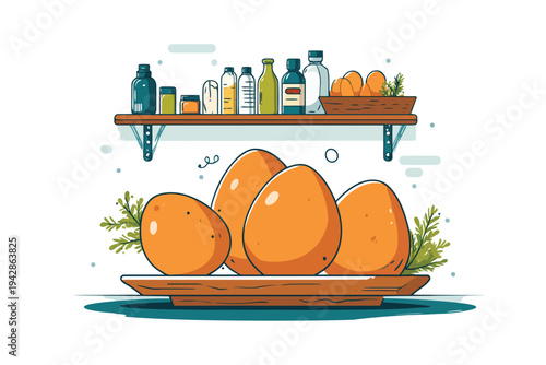 eggs on store shelfs isolated