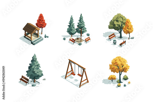 Park set isometric isolated