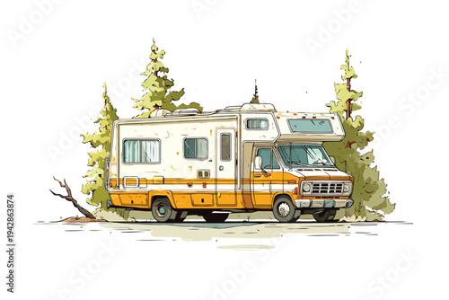 recreational vehicle camping isolated