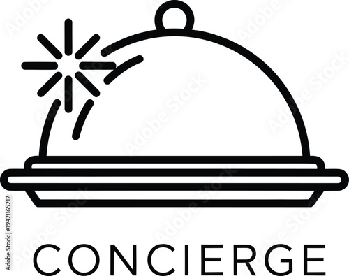 Simple black icon of bell concierge drawn in outline style