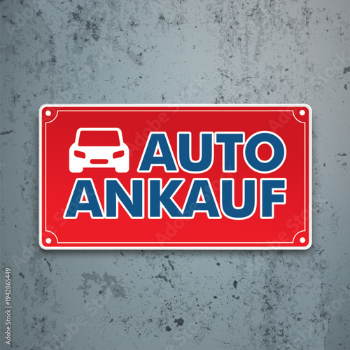 Schild Autoankauf auf einer Betonwand