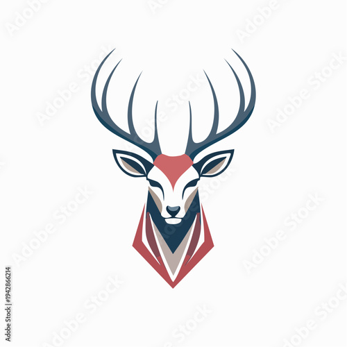 A tribal stag antler silhouette and wild reindeer head vector illustration designed as a hunting symbol or elk tattoo art