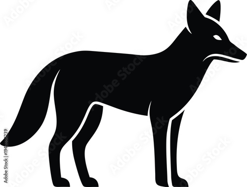 Jackal silhouette vector art illustration and minimal black and white design