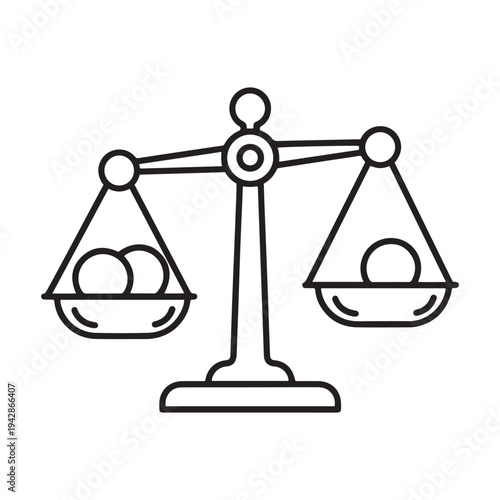 Islamic ethical investment concept icon, Sharia compliant finance justice scale, halal business and interest-free balance symbol.