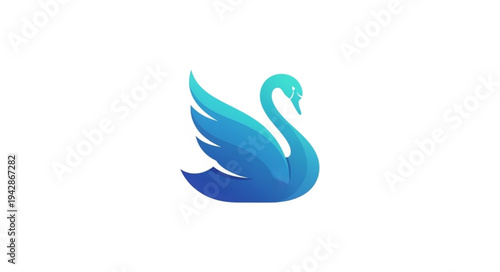 Graceful Blue Swan Logo Design with Gradient Colors.
