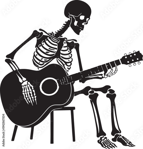 Skeleton Playing Guitar Silhouette