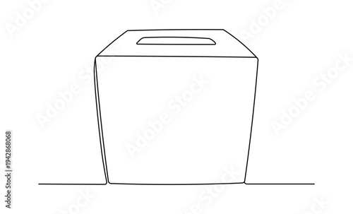 Simple continuous line drawing illustration of a donation or ballot collection box with a slot opening