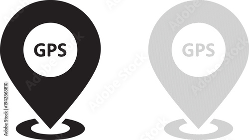 Two distinct GPS location pin icons shown side by side for comparison and design purposes
