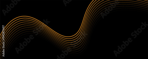 Luxury golden refracted curved waves abstract banner. Art deco vector background