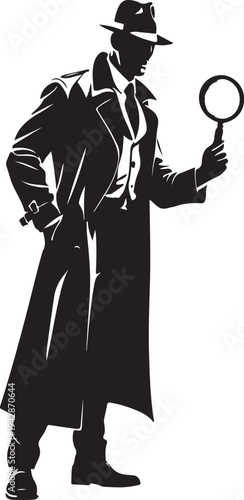 Detective with Magnifying Glass Silhouette