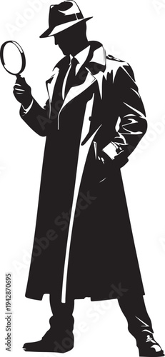 Detective with Magnifying Glass Silhouette