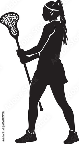 Girl Lacrosse Player Female Lacrosse Player Silhouette