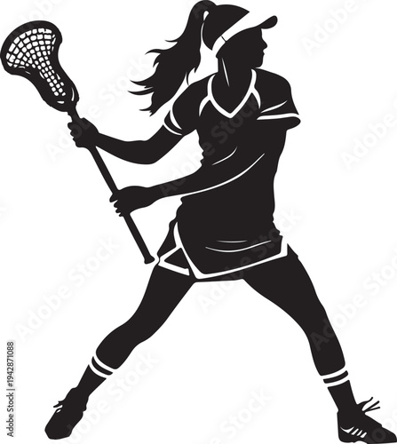 Girl Lacrosse Player Female Lacrosse Player Silhouette