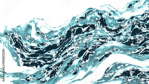 Vector An artistic visualization of the dynamic flow and texture of turbulent water, showcasing the mesmerizing dance of liquid elements.