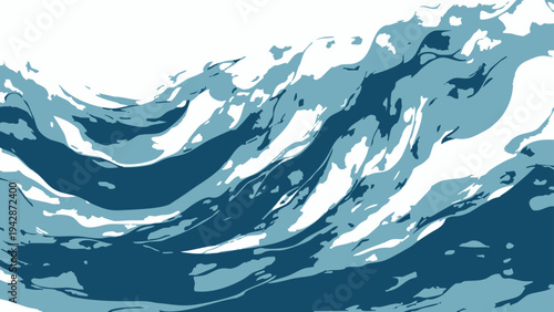 Vector A graphic rendering of stylized water currents, with fluid strokes of azure and cerulean hues, capturing the dynamic essence of oceanic motion.