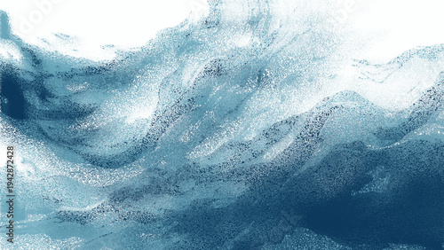 Vector Abstract depiction of oceanic waves crashing, showcasing a textured interplay of deep blues and white.
