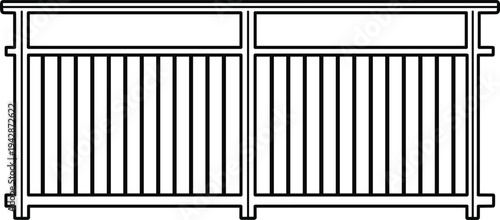 Metal fence gate line icon with vertical bars simple security barrier illustration for property protection, construction boundary, garden railing and safety design vector
