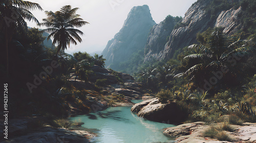 Surreal exotic nature landscape