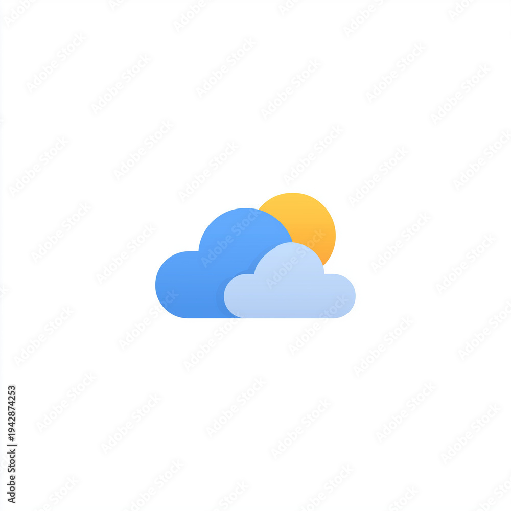 Fototapeta premium Minimalistic weather icons depicting clouds and sun for use in applications and websites.