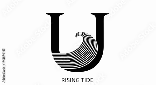 Bold letter U stylized with a dynamic wave, symbolizing rising tide and powerful movement