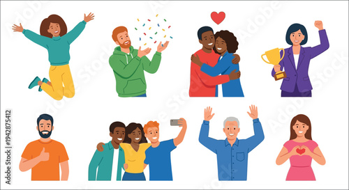 Diverse group celebrating achievements and joyful moments together