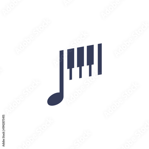 Abstract piano keys and musical note symbol, concept of music and melody