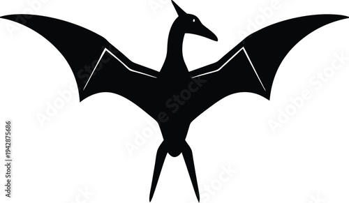 Pterodactyl silhouette vector art illustration and minimal black and white design