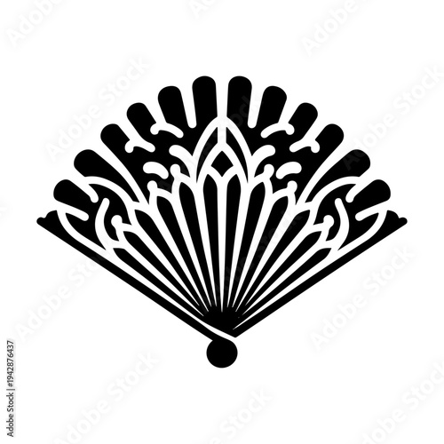 Vector Silhouette of Ceremonial Hand Fan – Traditional Cultural Accessory
