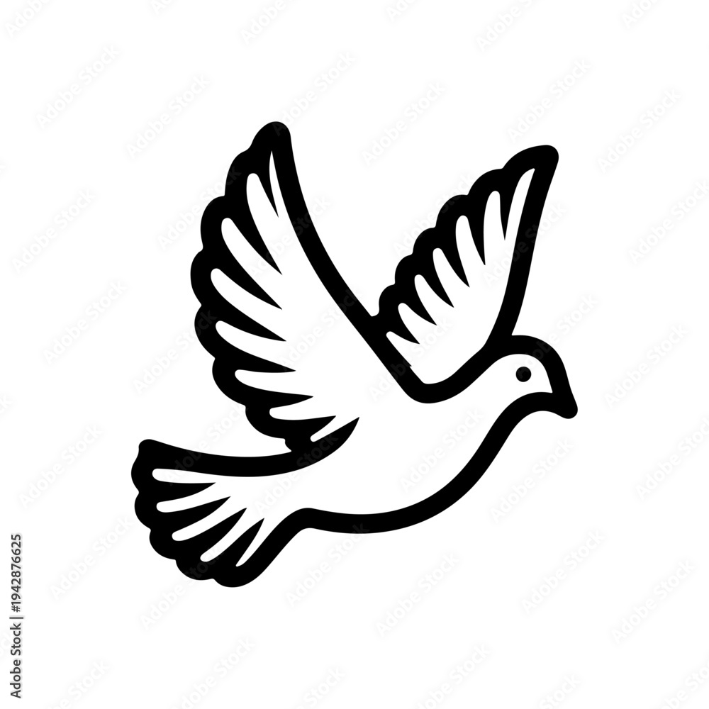Obraz premium Vector Silhouette of a Peace Dove – Icon for Freedom and Liberation Events