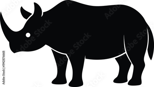 Rhinoceros silhouette vector art illustration and minimal black and white design
