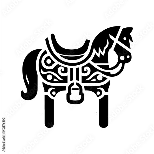 Ghode Jatra Festival – Ceremonial Horse Single Fill Vector
