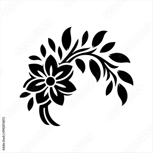 Traditional Flower Hair Clip Icon – Floral Hair Accessory Vector Silhouette

