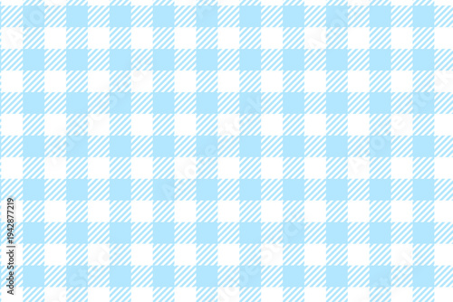 水色と白のギンガムチェック　かわいいシームレス背景パターン