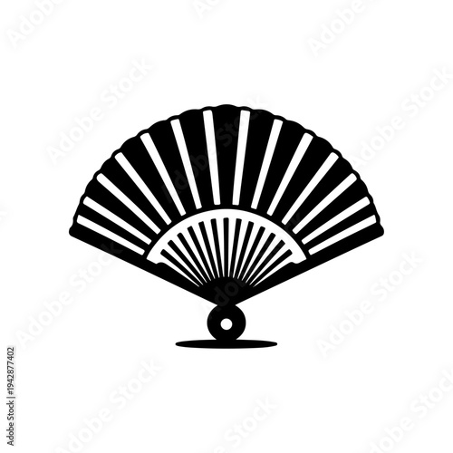 . Cultural Ceremonial Fan – Single Fill Vector Silhouette