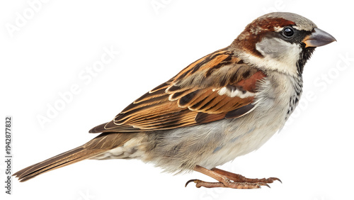 female house sparrow isolated on white background