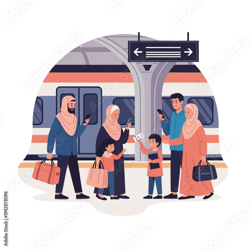 People waiting for train in train station