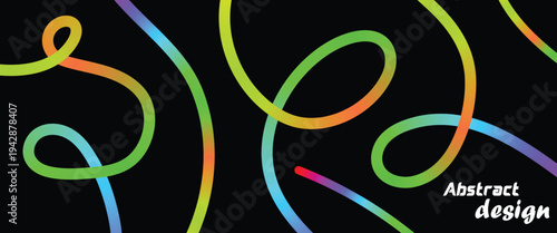 Vibrant abstract design with swirling neon lines on a black background
