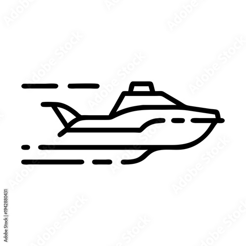 Vector jet ski icon, black line illustration