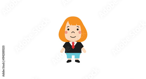 A cartoon illustration of a smiling businesswoman.