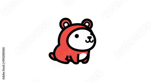 Cute cartoon bear in red costume.