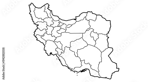 Iran Provinces Outline Map Illustration