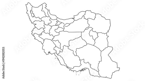 Iran Provinces Outline Map Illustration