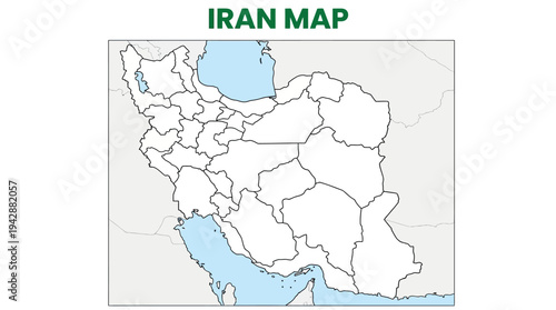 Iran Political Map Geography Illustration