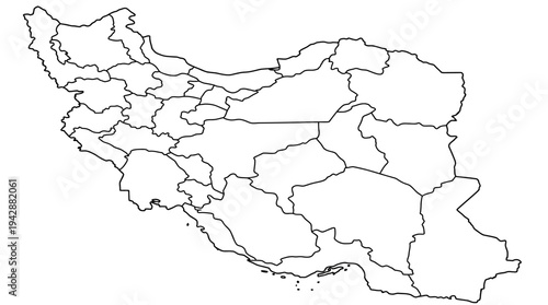 Iran Provinces Outline Map Illustration
