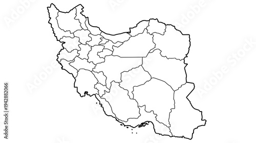 Iran Provinces Outline Map Illustration
