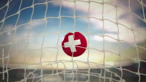 Soccer Ball Scoring Goal in Daylight Frontal View - Switzerland