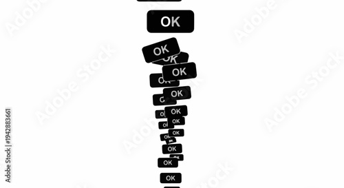 A cascade of 'OK' buttons, symbolizing acceptance and approval, artfully arranged against a clean white background.